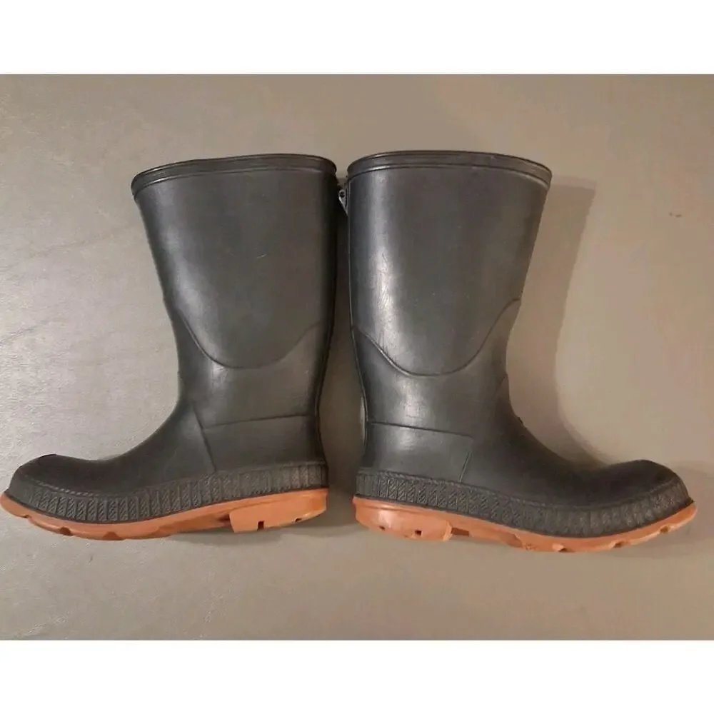 Kids Black Rubber Muck Barn Rain Boots Size 10 Water Resistance Made In Canada